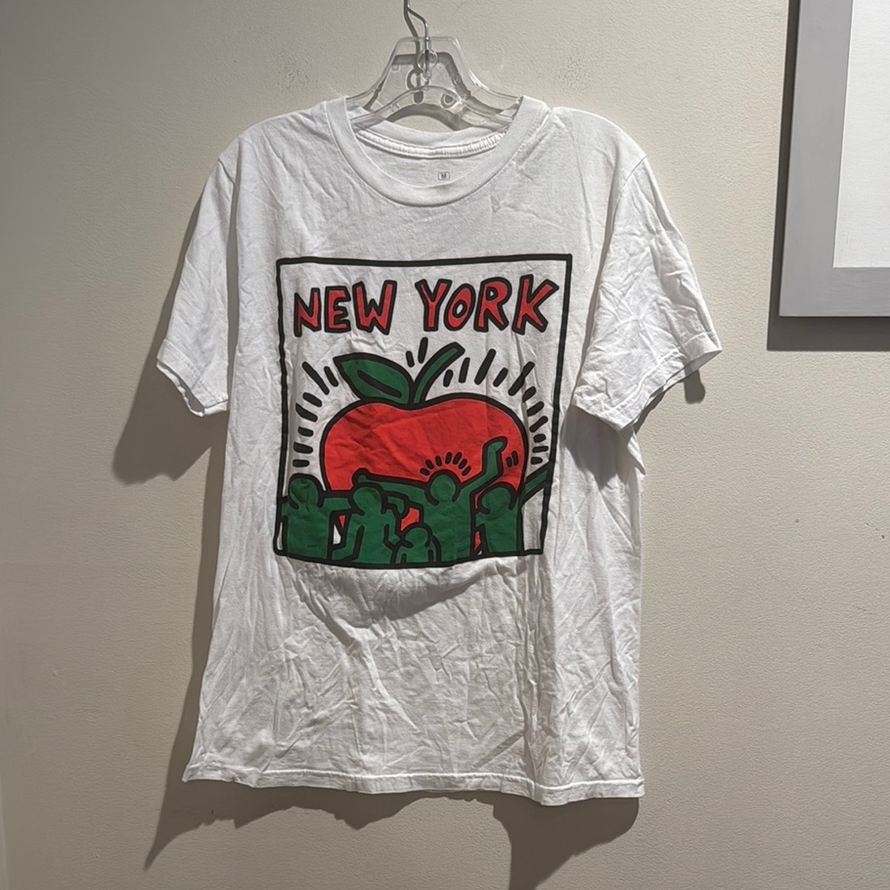 Keith Haring Graphic T-Shirt Ripple Junction Men Medium White New York Big Apple